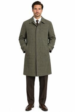 1970s Vintage Union Made USA Olive Green Prince of Wales Plaid Topcoat Liner 42